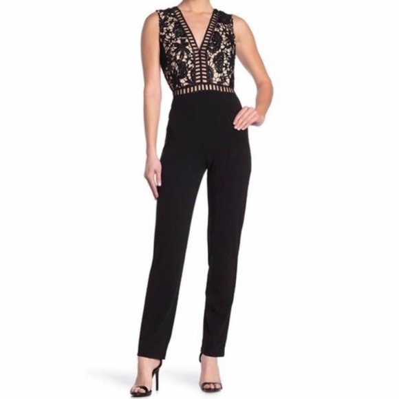 NEW Love X Design Lace & Lattice Black Jumpsuit - Picture 1 of 9